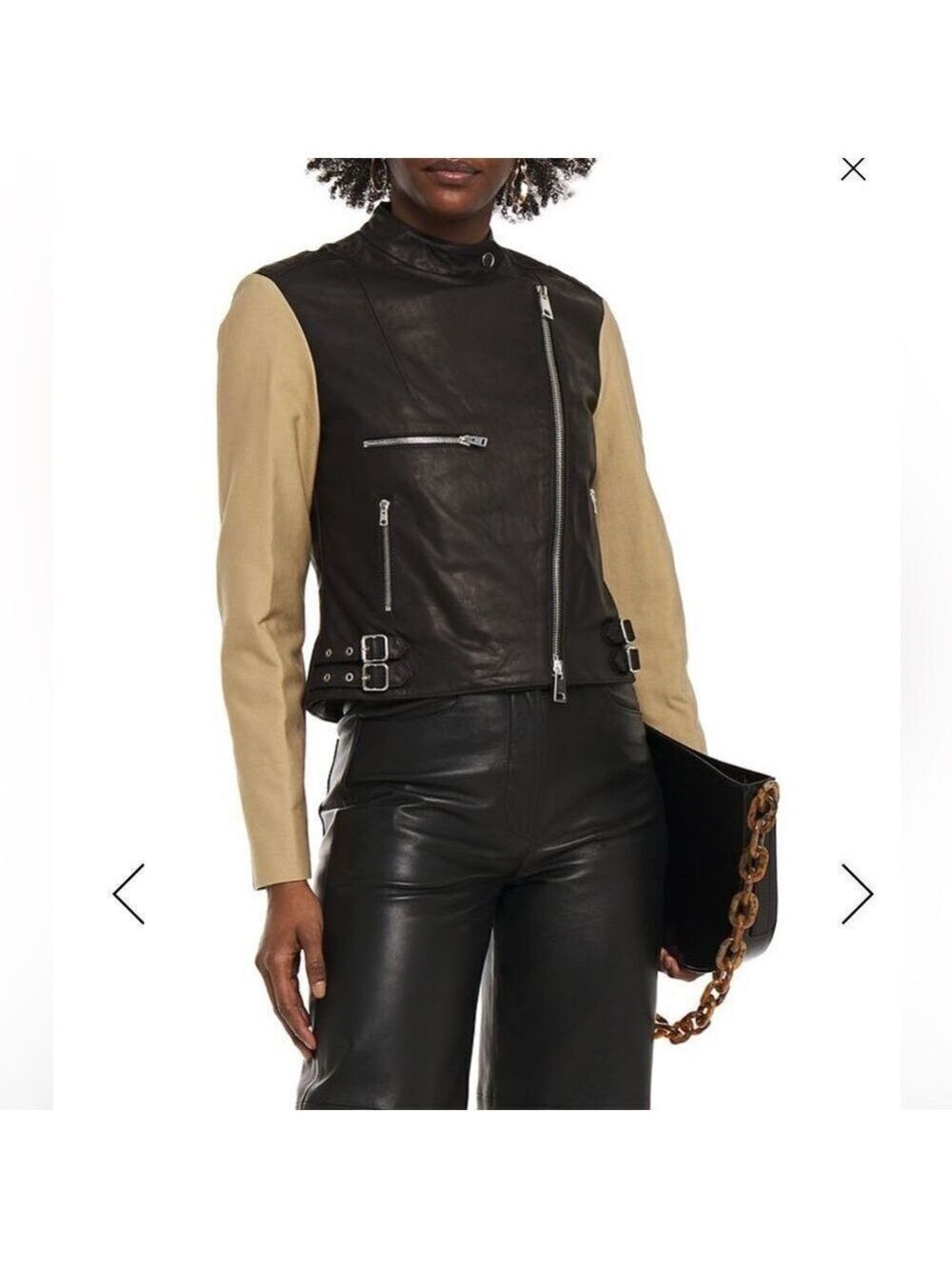 Victoria Beckham Leather Contrast Biker Jacket 8